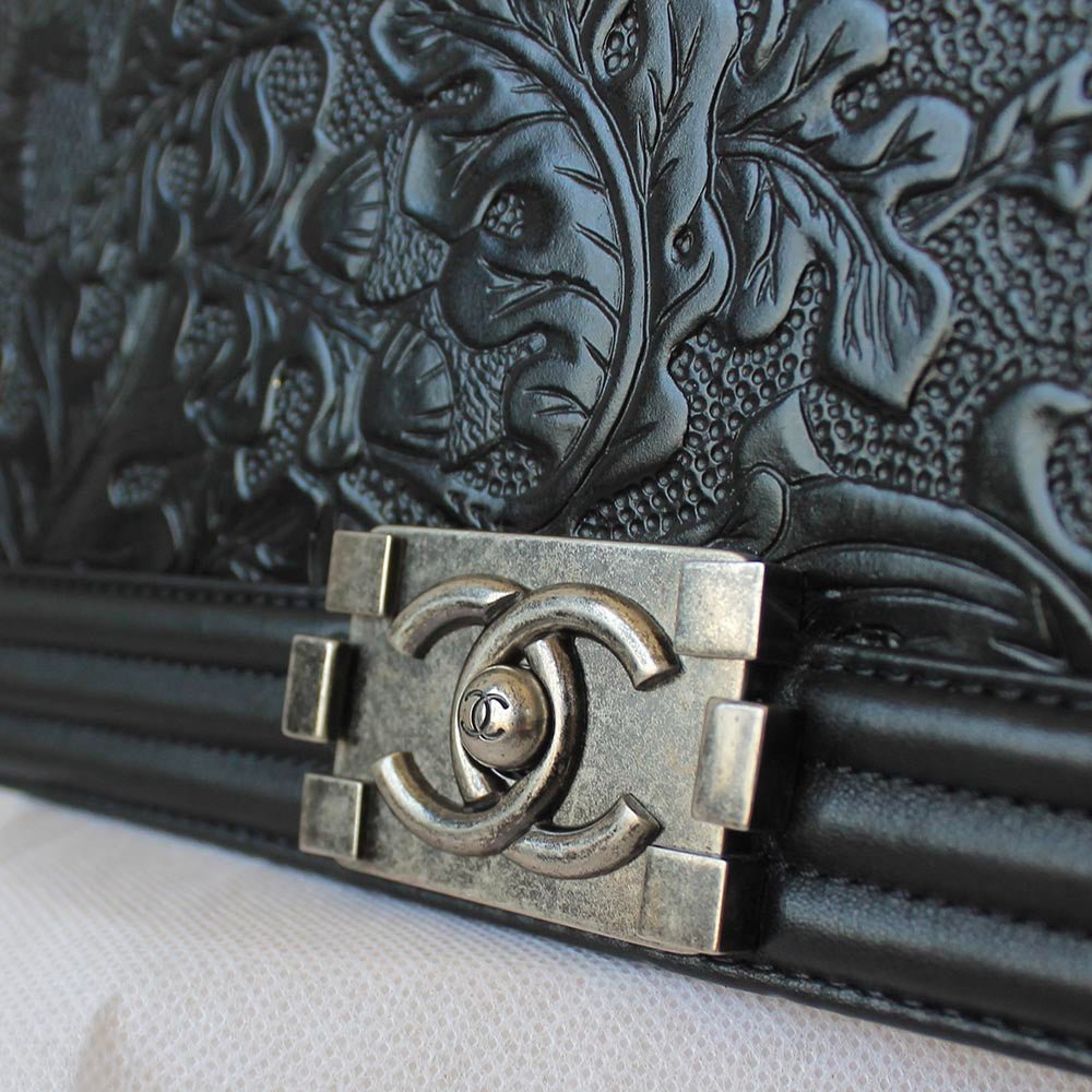 Chanel Leaf Embossed Large Boy Bag