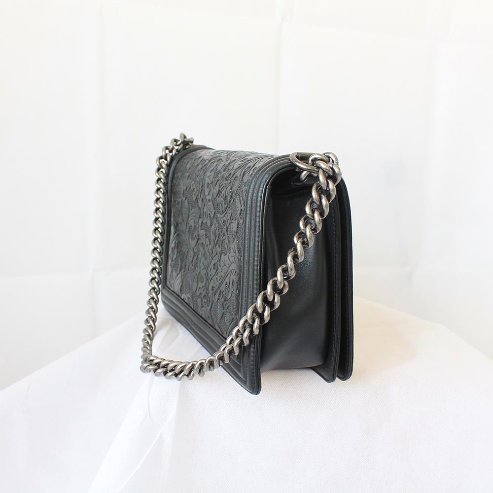 Chanel Leaf Embossed Large Boy Bag
