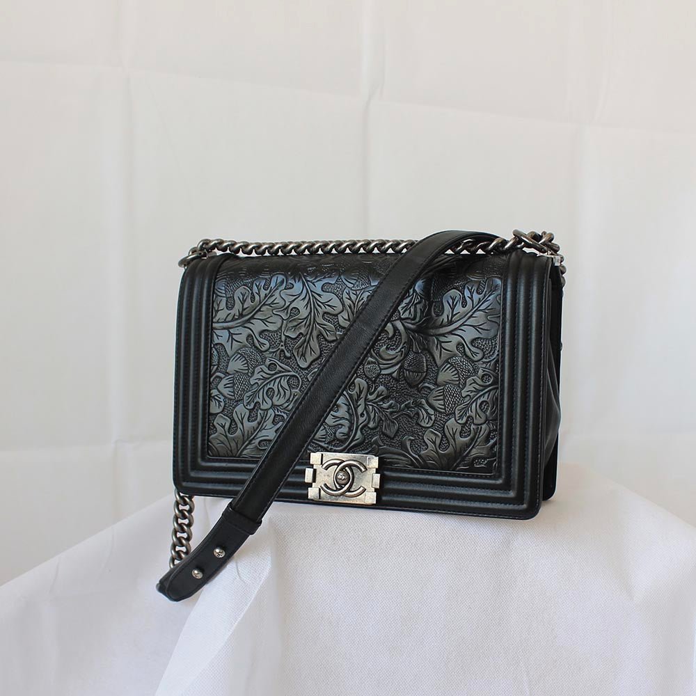 Chanel Leaf Embossed Large Boy Bag
