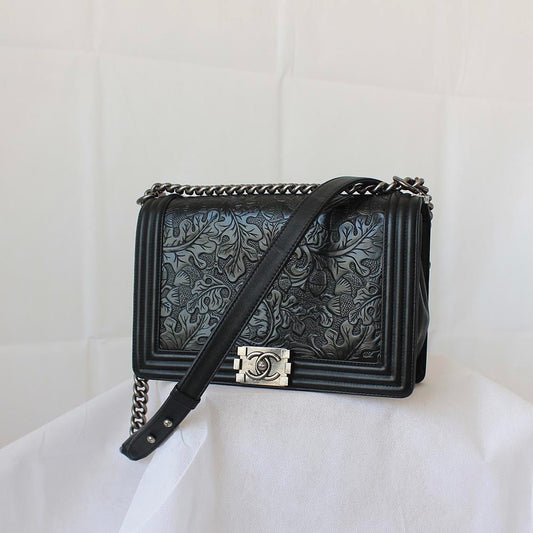 Chanel Leaf Embossed Large Boy Bag