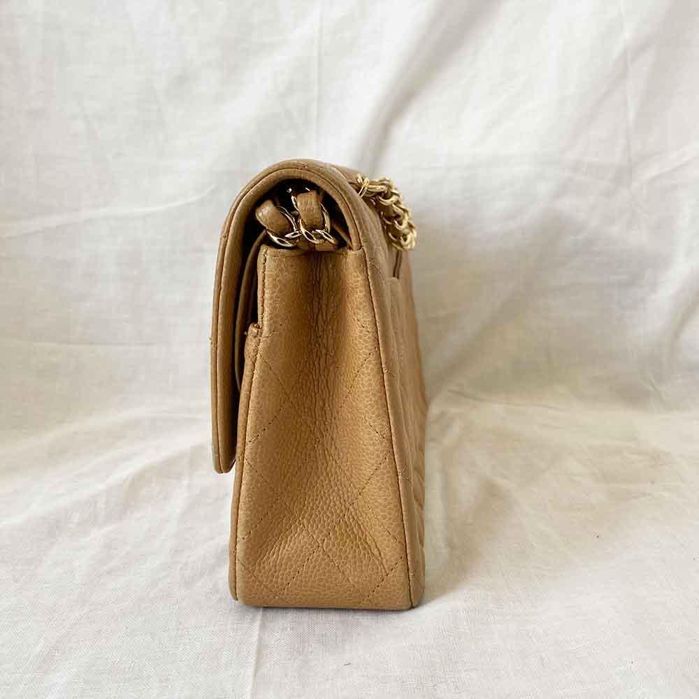 Chanel Medium Caviar Beige Flap Bag