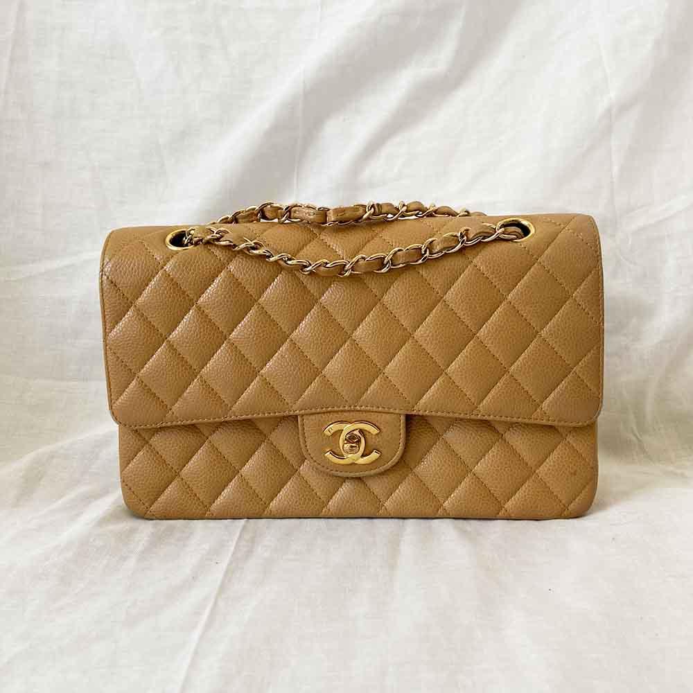 Chanel Medium Caviar Beige Flap Bag