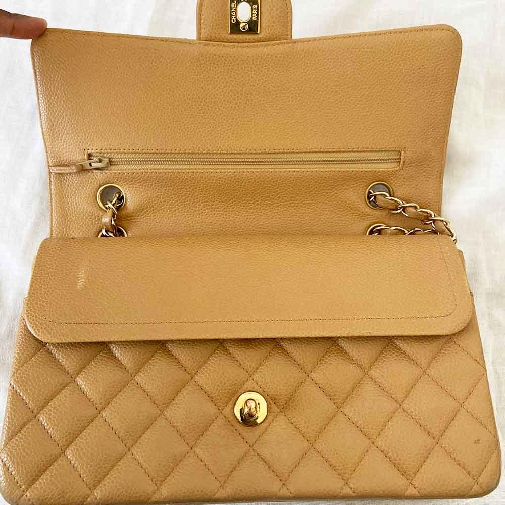Chanel Medium Caviar Beige Flap Bag