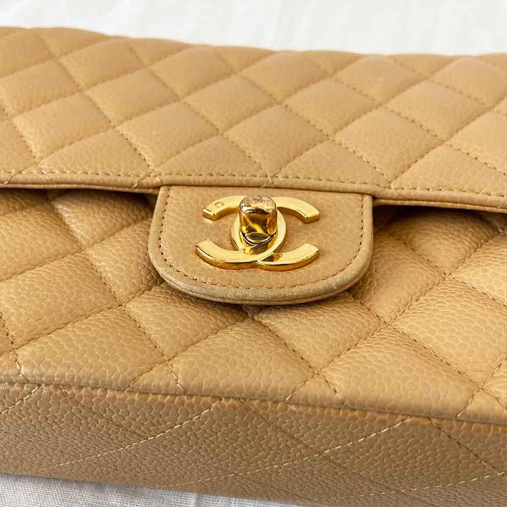 Chanel Medium Caviar Beige Flap Bag