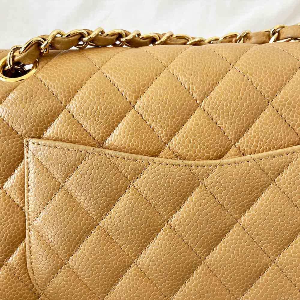 Chanel Medium Caviar Beige Flap Bag