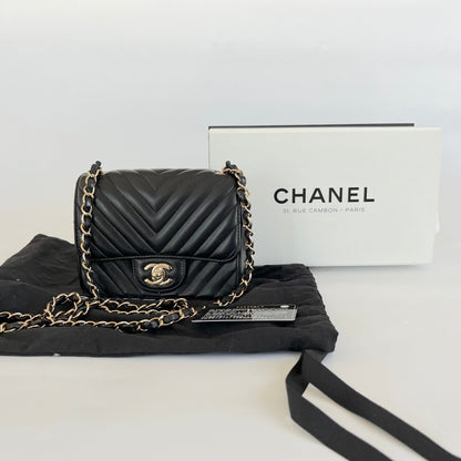 Chanel Mini Chevron Classic Caviar Flap Bag