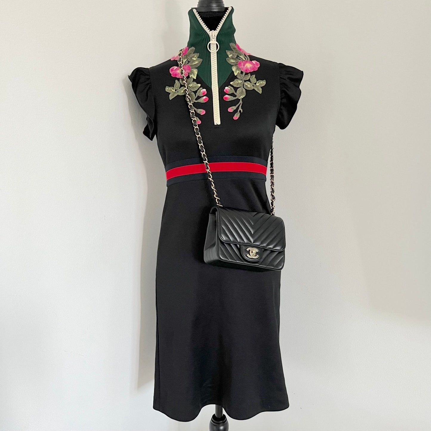 Chanel Mini Chevron Classic Caviar Flap Bag