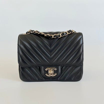 Chanel Mini Chevron Classic Caviar Flap Bag