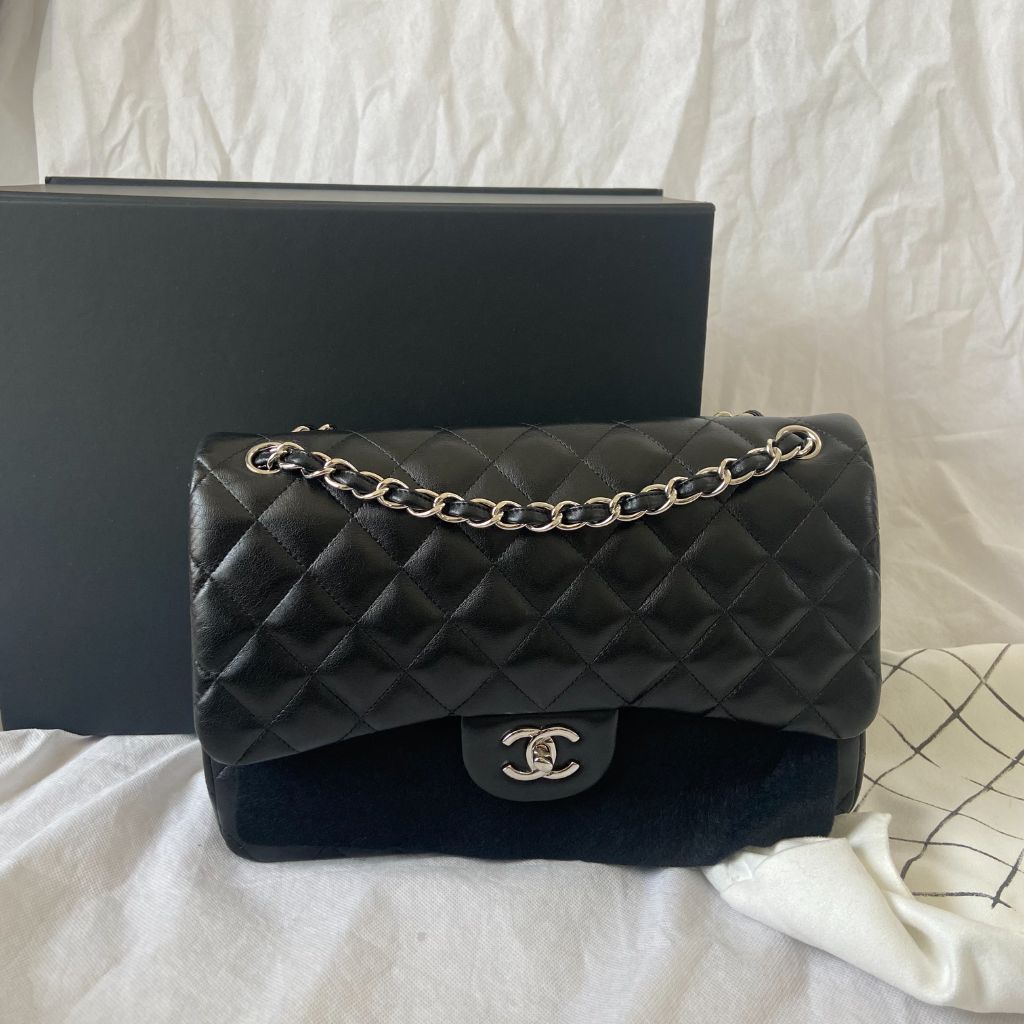 Chanel Classic Quilted  Black Jumbo Flap Bag