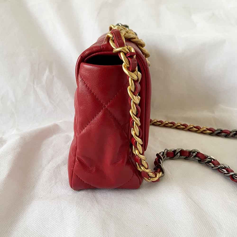 Chanel Red Quilted Leather 19 Flap Bag