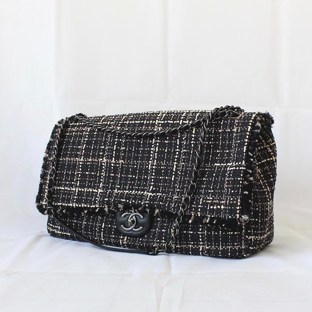 Chanel Tweed Jacket Large Flap Travel Bag