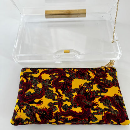 Charlotte Olympia clear plexi clutch with dragon lock