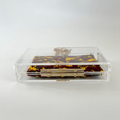 Charlotte Olympia clear plexi clutch with dragon lock