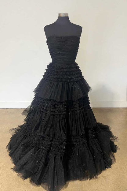 Fuchsia Sleeveless Pleated Evening Prom Dress