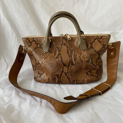 Chloe Brown Python and Leather Baylee Tote