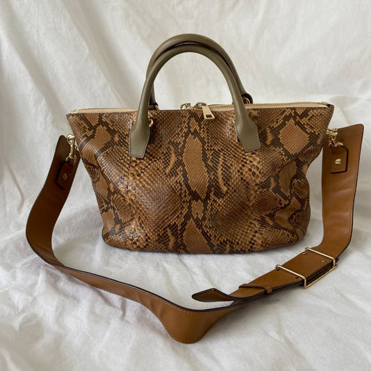Chloe Brown Python and Leather Baylee Tote