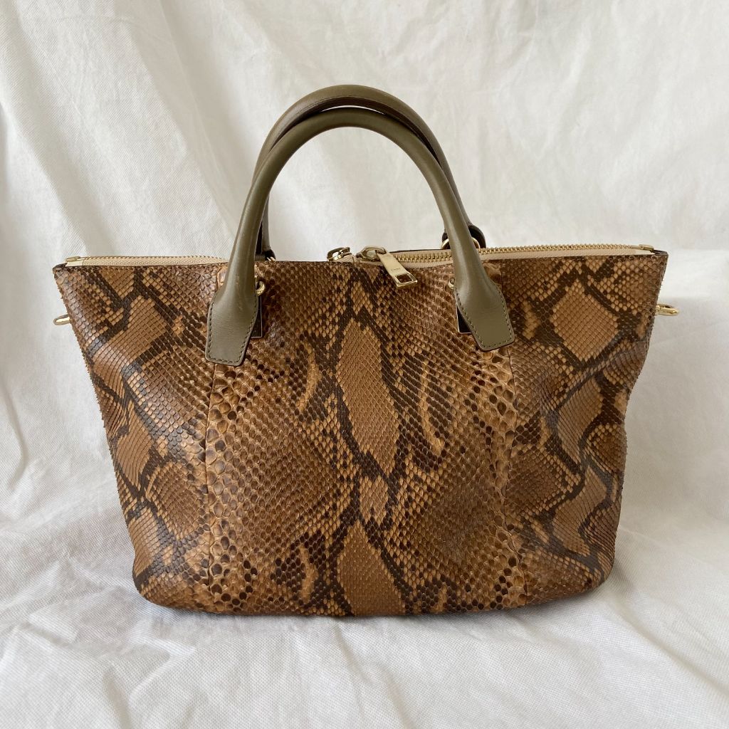 Chloe Brown Python and Leather Baylee Tote