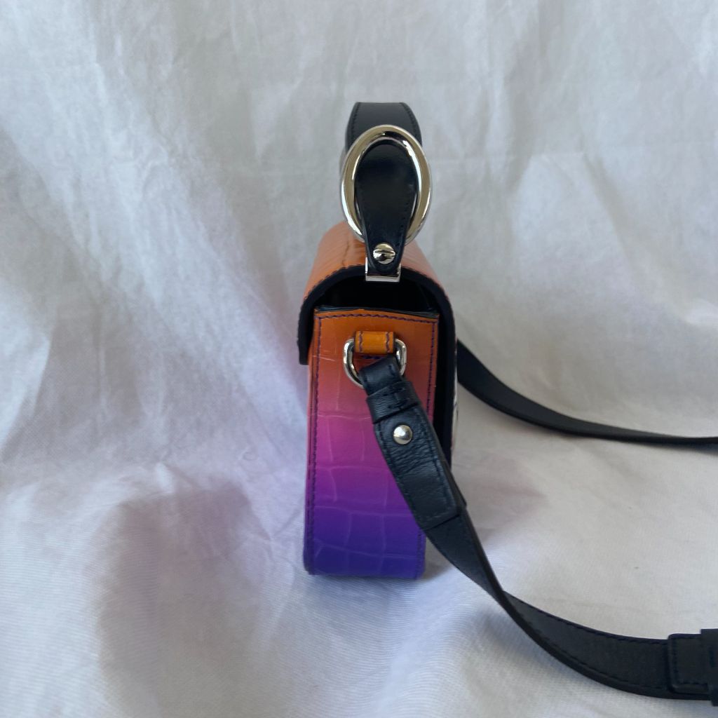 Chloe Multicolor Croc Embossed Leather Mini C Top Handle Bag