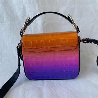 Chloe Multicolor Croc Embossed Leather Mini C Top Handle Bag