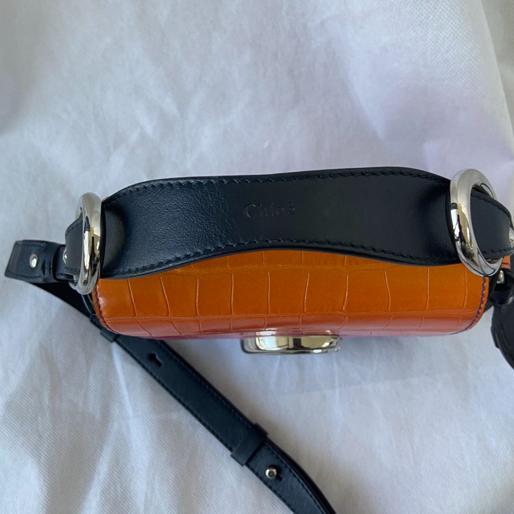 Chloe Multicolor Croc Embossed Leather Mini C Top Handle Bag