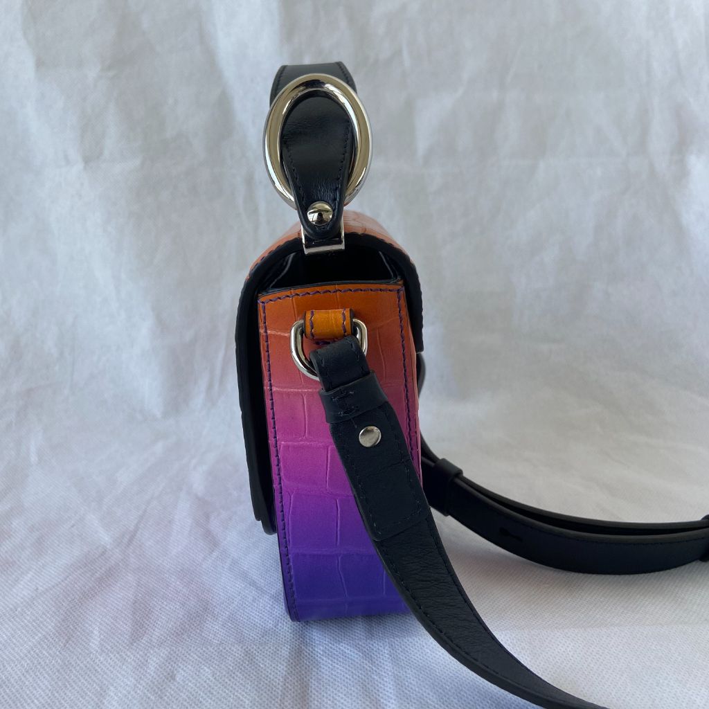 Chloe Multicolor Croc Embossed Leather Mini C Top Handle Bag