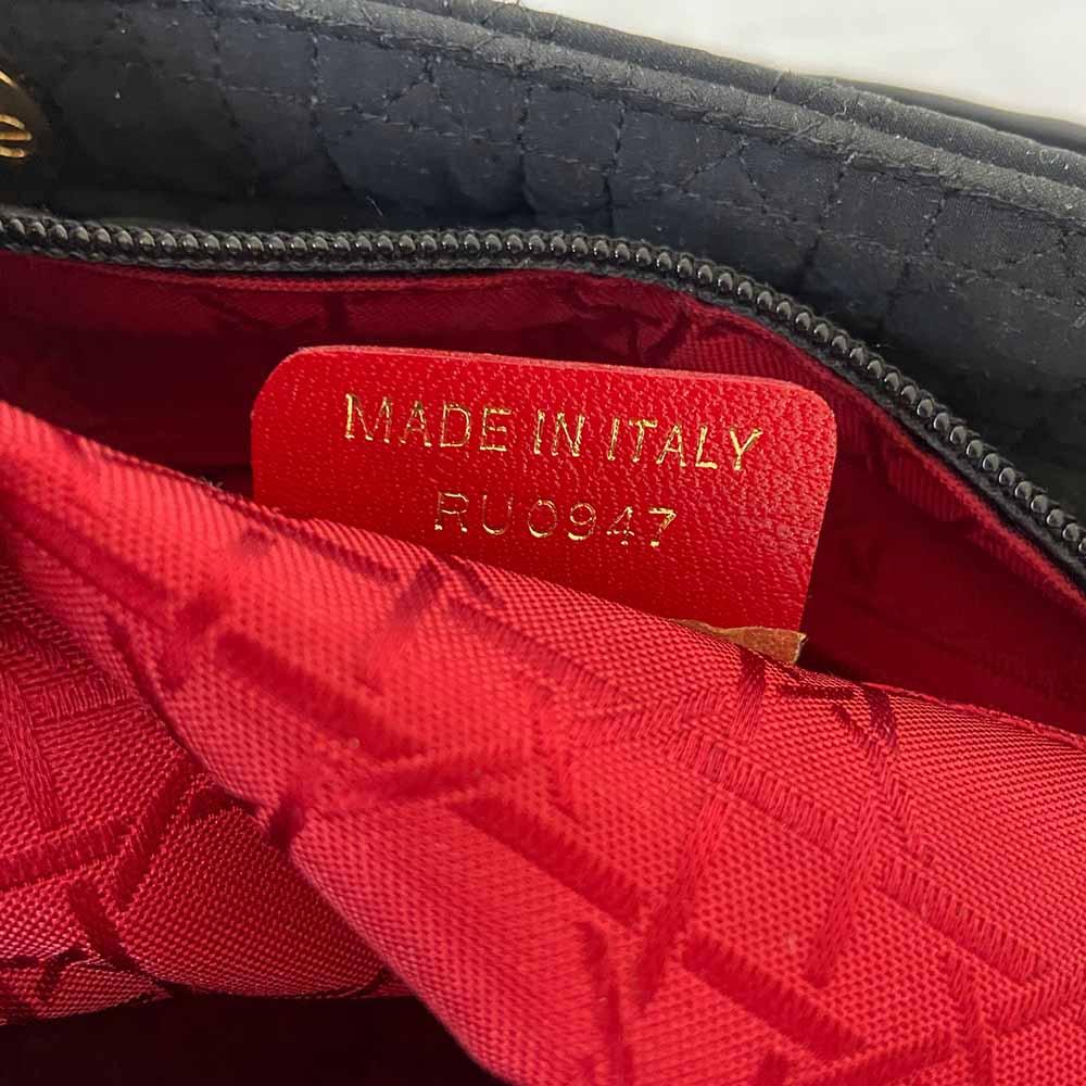 Christian Dior Lady Dior Black Canvas Handbag