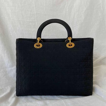 Christian Dior Lady Dior Black Canvas Handbag