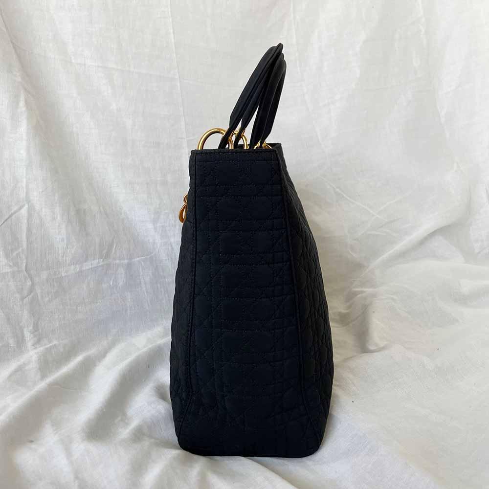Christian Dior Lady Dior Black Canvas Handbag