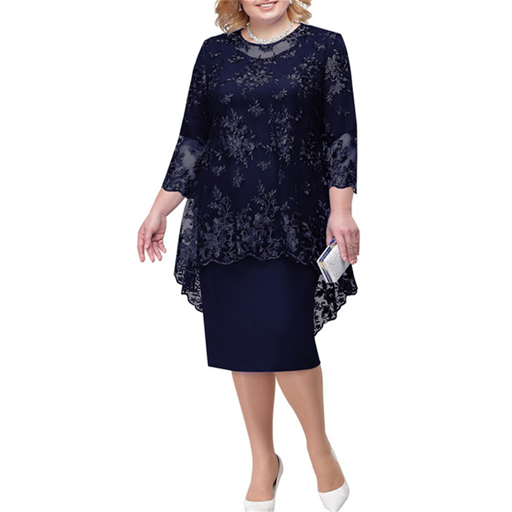 loveedsTM- Oversized Mother of The Bride Dresses Elegant Weddings Women Midi Dress Two Piece Evening Gown Robe Femme Embroidery Clothing