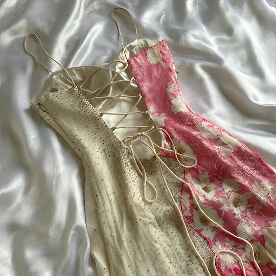 Pink and White Exquisite Beaded Floral Elegant Long Tassel Ruffle Chiffon Ball Gown Evening Dress Party Dress Prom Dress gh3718