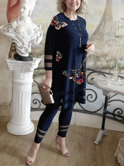 Temperament Butterfly Print Ladies Suit