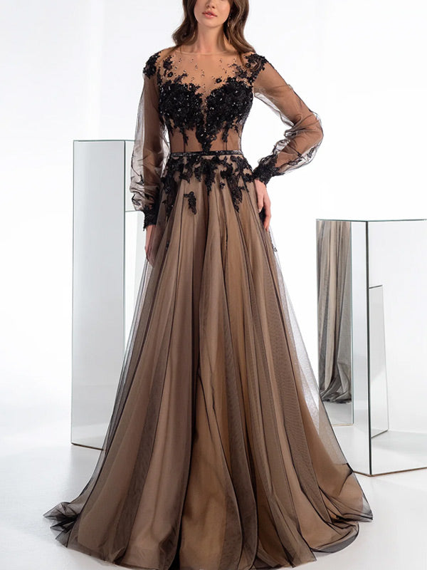 Mesh Bubble Sleeve Wedding Women's Dress