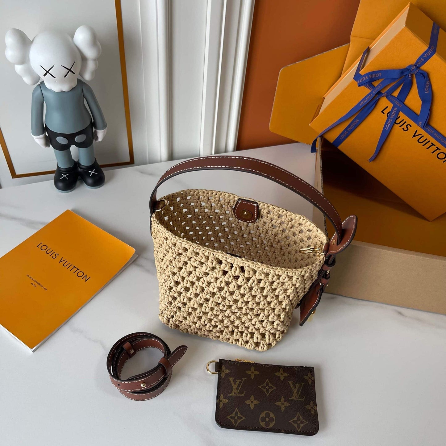 LOUIS VUITTON ALL IN BB RAFFIA BROWN 18CM M14217