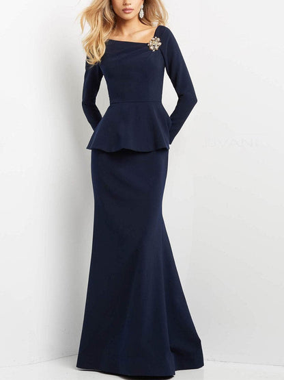 Solid Color Long Sleeves Maxi Dress