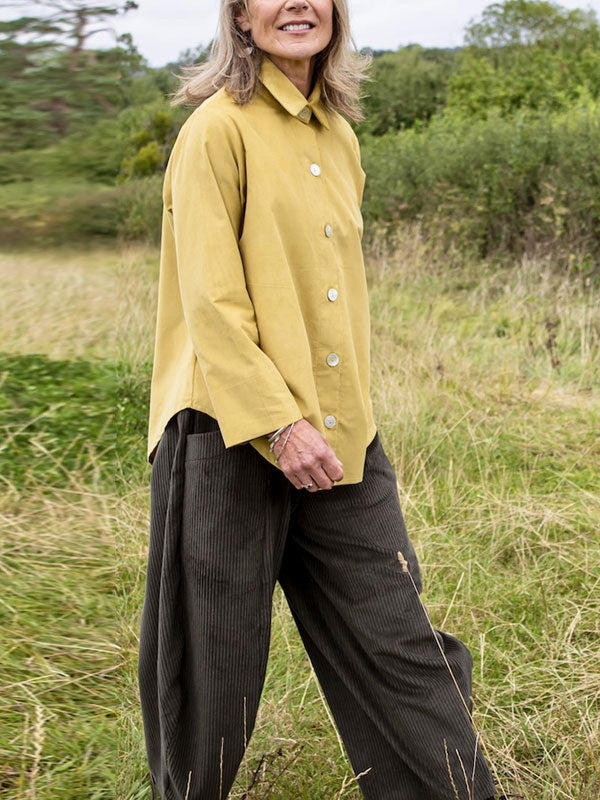 Comfortable Solid Color Cotton and Linen Women's Shirt