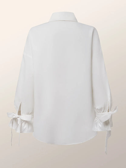 Shirt Collar Floral Loose Blouse