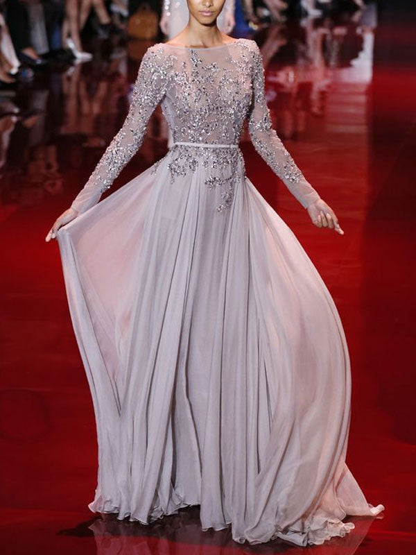 Chiffon Sequin Exquisite Show Lady Dress