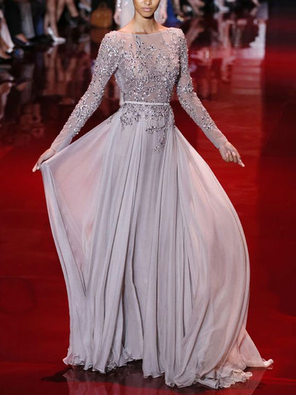 Chiffon Sequin Exquisite Show Lady Dress