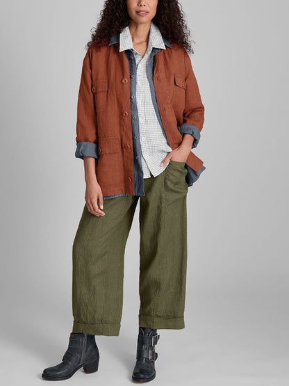 Cotton And Linen Solid Color Trousers