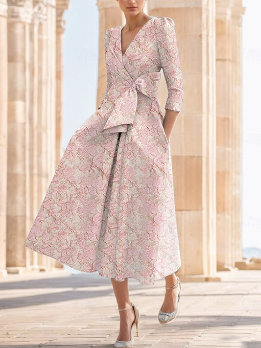 Jacquard Floral A-line Cocktail Dress