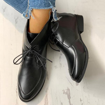 Women's leather boots with front lace-up Martin boots