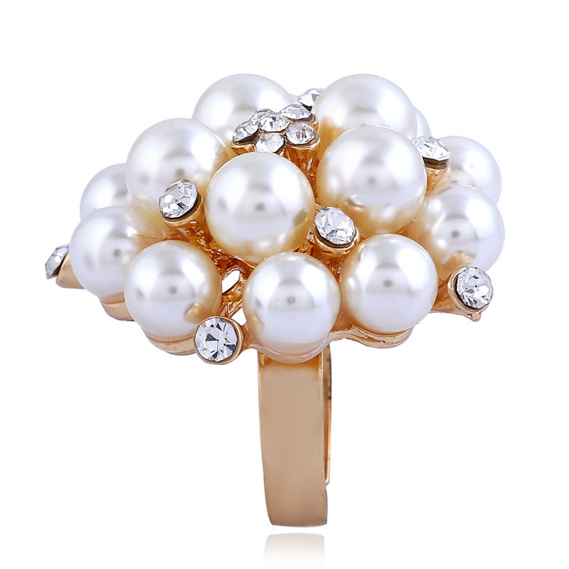 adjustable pearl ring with index finger ring opening