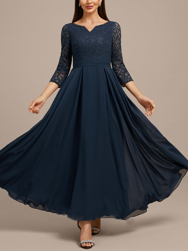 Sequined Chiffon Solid Color Maxi Dress