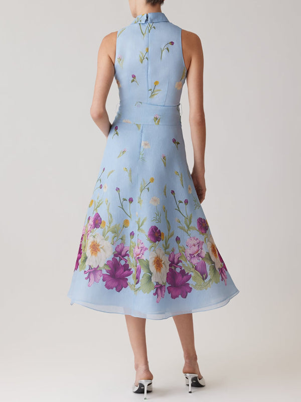 Silk And Linen Sleeveless Shirt Waist Dress