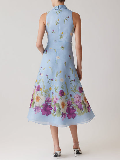 Silk And Linen Sleeveless Shirt Waist Dress