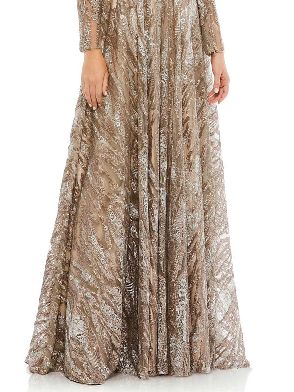 Sequin temperament long-sleeved party lady dress