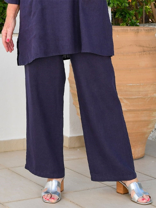 Cotton Linen Top Shirt Trousers Suit
