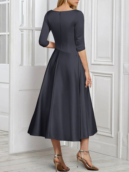 Elegant Simple V Neck Satin Women's Gown