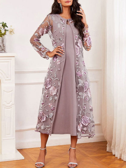 Lace Embroidery Ruffled Flowers Women's Gown