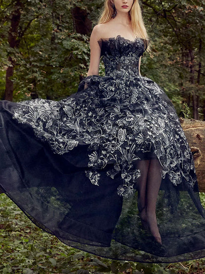 Hand Embroidered Organza Women's Evening Dress